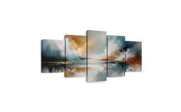 5-TEILIGES WANDBILD ABSTRAKTE LANDSCHAFT MIT SEE - BILDER SEEN - BILDER