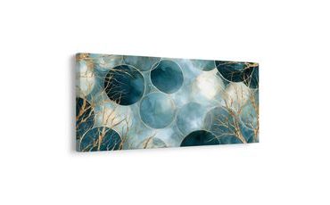 TABLEAU SUR TOILE – CERCLES TURQUOISE ET OR - IMAGES FORMES ABSTRAITES - TABLEAUX