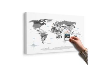 OBRAZ NA KORKU ČERNOBÍLÁ MAPA S MODRÝM KONTRASTEM - OBRAZY NA KORKU - OBRAZY