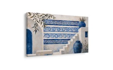 WANDBILD GRIECHISCHE TREPPE IN BLAU UND WEISS - BILDER VON STÄDTEN - BILDER