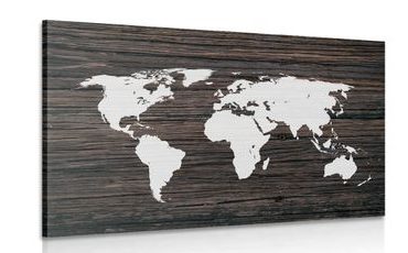 IMPRESSION SUR TOILE CARTE DU MONDE SUR BOIS - CARTES D'IMPRESSIONS SUR TOILE - IMPRESSION SUR TOILE