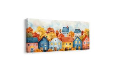OBRAZ MALEBNÉ DOMY V KRAJINĚ - BAREVNÉ DOMY - OBRAZY