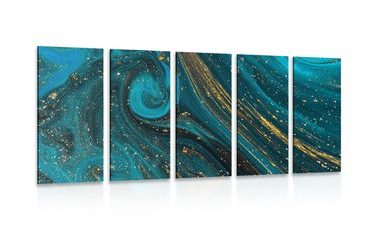 5-PIECE CANVAS PRINT EMERALD ABSTRACTION - ABSTRACT PICTURES - PICTURES