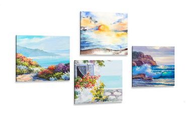 Canvas print set sea view in the imitation of a painting