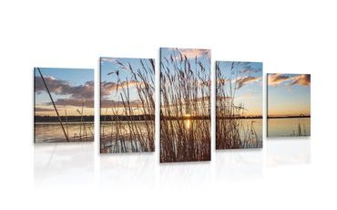 5 RÉSZES KÉP CSENDES FOLYÓ A FALU KÖZELÉBEN - TERMÉSZET- ÉS TÁJKÉPEK - KÉPEK