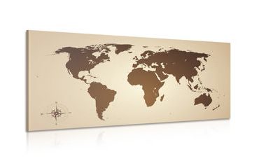 WANDBILD WELTKARTE IN BRAUNTÖNEN - WELTKARTEN ALS BILDER - BILDER