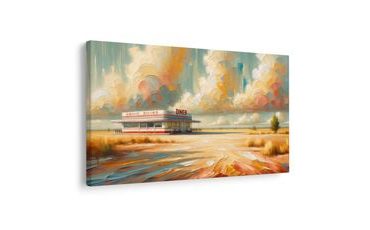 OBRAZ OSAMĚLÝ DINER POD OBLOHOU - VINTAGE A RETRO OBRAZY - OBRAZY
