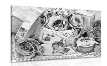 IMPRESSION SUR TOILE STYLE VINTAGE ROMANTIQUE EN NOIR ET BLANC - IMPRESSIONS SUR TOILE NOIR ET BLANC - IMPRESSION SUR TOILE