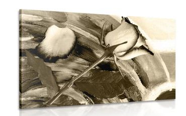 OBRAZ RŮŽE V SÉPIOVÉM PROVEDENÍ - ČERNOBÍLÉ OBRAZY - OBRAZY