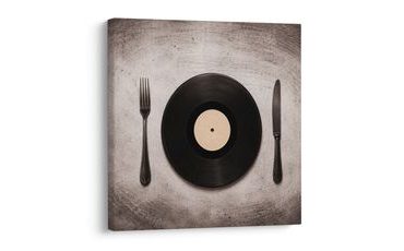 WANDBILD MUSIKTELLER MIT BESTECK - MUSIKBILDER - BILDER