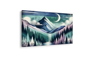 WANDBILD VERSCHNEITE GIPFEL MIT WASSERFALL - BILDER VON BERGEN - BILDER