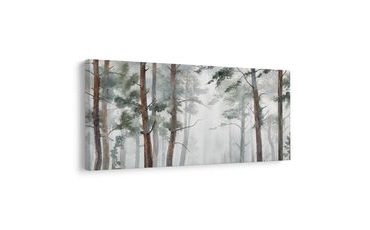 TABLEAU SUR TOILE – FORÊT PAISIBLE DANS LA BRUME - TABLEAUX FORÊT - TABLEAUX