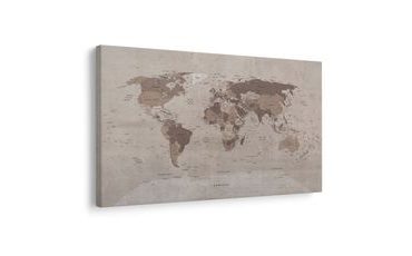 OBRAZ NA KORKU BRĄZOWA MAPA ŚWIATA - OBRAZY NA KORKU - OBRAZY