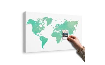 OBRAZ NA KORKU MAPA SVĚTA V ZELENÉM ODSTÍNU - OBRAZY NA KORKU - OBRAZY