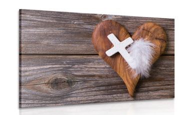 Obraz krzyż na drewnianym tle
