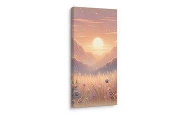 OBRAZ HORY, KVĚTINY A ZAPADAJÍCÍ SLUNCE - OBRAZY VÝCHOD A ZÁPAD SLUNCE - OBRAZY