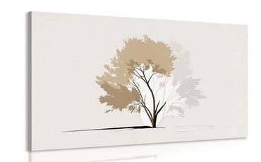 WANDBILD MINIMALISTISCHER BAUM MIT BLÄTTERN - BILDER BÄUME UND LAUB - BILDER