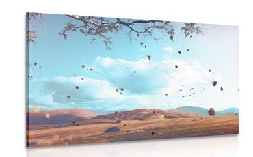 WANDBILD FALLENDES LAUB IN DER HERBSTLANDSCHAFT - WANDBILDER FELDER UND WIESEN - BILDER