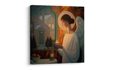 OBRAZ ANIOŁ ZE ŚWIECĄ - OBRAZY ŚWIĄTECZNE I ZIMOWE - OBRAZY