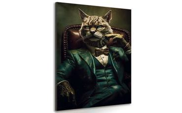 CANVAS PRINT ANIMAL GANGSTER CAT - PICTURES OF ANIMAL GANGSTERS - PICTURES