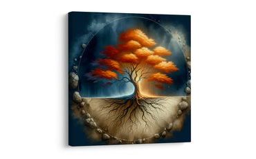 WANDBILD HERBSTLICHER LEBENSBAUM MIT WURZELN - BILDER BÄUME DES LEBENS - BILDER