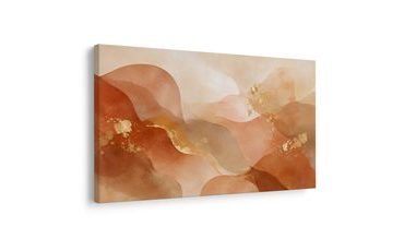 TABLEAU SUR TOILE – FORMES ABSTRAITES TERREUSES ET DORÉES - IMAGES FORMES ABSTRAITES - TABLEAUX
