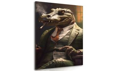 CANVAS PRINT ANIMAL GANGSTER CROCODILE - PICTURES OF ANIMAL GANGSTERS - PICTURES