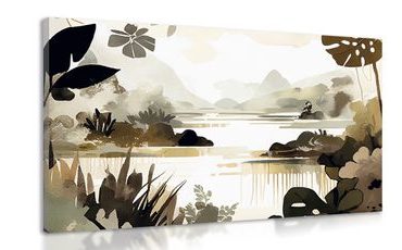 IMPRESSION SUR TOILE LAC DANS LA JUNGLE - IMPRESSIONS SUR TOILE LACS - IMPRESSION SUR TOILE