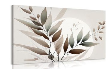 Canvas print minimalist leaves in boho design