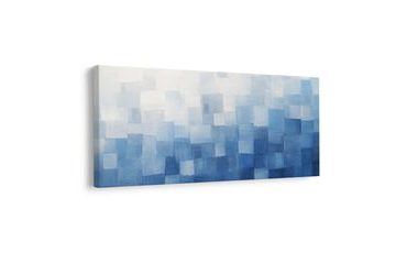WANDBILD GESCHICHTETE BLAUE QUADRATE IM NEBEL - WANDBILDER ABSTRAKTE FORMEN - BILDER
