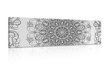 WANDBILD ABSTRAKTES BLUMENMANDALA IN SCHWARZ-WEISS - BILDER MIT FENG SHUI-MOTIVEN - BILDER