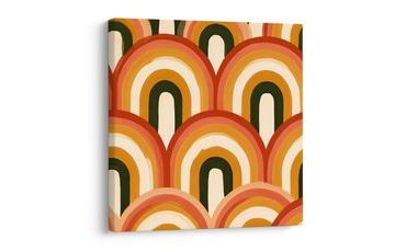 TABLEAU SUR TOILE – ARCS GÉOMÉTRIQUES AUX TONS TERREUX - IMAGES FORMES ABSTRAITES - TABLEAUX