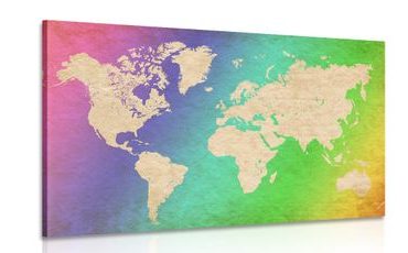 IMPRESSION SUR TOILE CARTE DU MONDE PASTEL - CARTES D'IMPRESSIONS SUR TOILE - IMPRESSION SUR TOILE