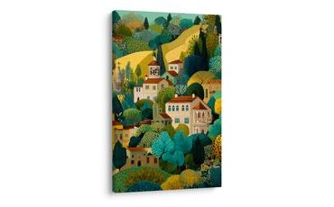 OBRAZ KOUZLO BAREVNÉ KRAJINY - BAREVNÉ DOMY - OBRAZY