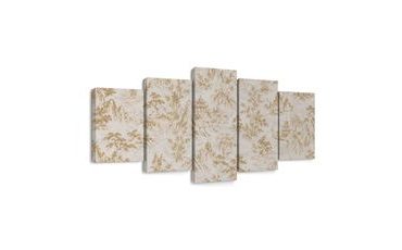 5-TEILIGES WANDBILD GOLDENE ORIENTALISCHE LANDSCHAFT - BILDER MIT FENG SHUI-MOTIVEN - BILDER