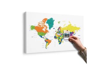 OBRAZ NA KORKU BAREVNÁ MAPA SVĚTA NA BÍLÉM POZADÍ - OBRAZY NA KORKU - OBRAZY