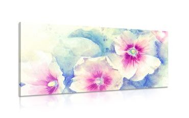 CANVAS PRINT FLOWERS IN PINK WATERCOLORS - PICTURES FLOWERS - PICTURES