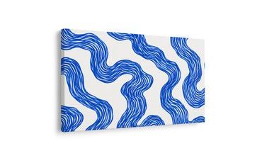 WANDBILD ABSTRAKTE BLAUE FLIESSENDE KURVEN - WANDBILDER ABSTRAKTE FORMEN - BILDER