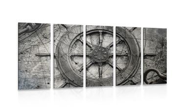 5-DÍLNÝ OBRAZ NÁMOŘNICKÉ KORMIDLO - OBRAZY ZÁTIŠÍ - OBRAZY