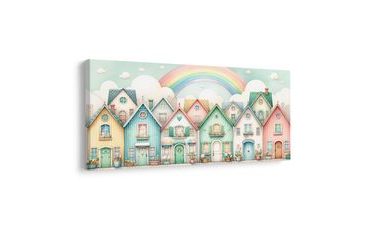 OBRAZ POHÁDKOVÁ ULICE S VESELOU DUHOU - DĚTSKÉ OBRAZY - OBRAZY