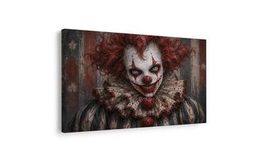 WANDBILD UNHEIMLICHER CLOWN MIT ROTEN HAAREN - HALLOWEEN- UND HORROR-BILDER - BILDER