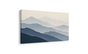 TABLEAU SUR TOILE – COUCHES BRUMEUSES DE CRÊTES MONTAGNEUSES - TABLEAUX DE MONTAGNE - TABLEAUX