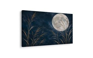 WANDBILD MONDNACHT IM GOLDENEN SCHILF - WANDBILDER MOND - BILDER
