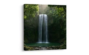 TABLEAU SUR TOILE – CASCADE FORESTIÈRE DANS LA JUNGLE - TABLEAUX FORÊT - TABLEAUX