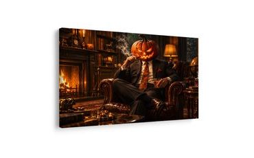 QUADRO SU TELA – GENTILUOMO ZUCCA ACCANTO AL CAMINO - QUADRI HALLOWEEN E HORROR - STAMPE E QUADRI
