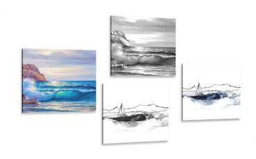 IMPRESSION SUR TOILE IMITATION MER PEINTE - ASSEMBLAGES DE PEINTURES SUR TOILE - IMPRESSION SUR TOILE