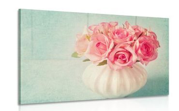 IMPRESSION SUR TOILE ROSES DANS UN VASE - IMPRESSIONS SUR TOILE FLEURS - IMPRESSION SUR TOILE