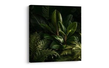 TABLEAU SUR TOILE – JUNGLE VERTE AUX FOUGÈRES - TABLEAUX ARBRES ET FEUILLES - TABLEAUX