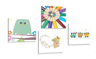 CANVAS PRINT SET IN A PLAYFUL DESIGN - SET OF PICTURES - PICTURES