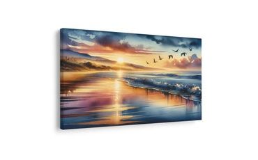 OBRAZ PLAŻA O ZACHODZIE SŁOŃCA - OBRAZY MORZA I PLAŻY - OBRAZY